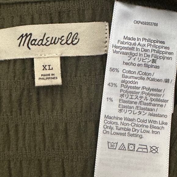 Madewell Crinkle Knit Cardigan XL Olive Green Cotton Blend Preppy Normcore EUC - Picture 7 of 8